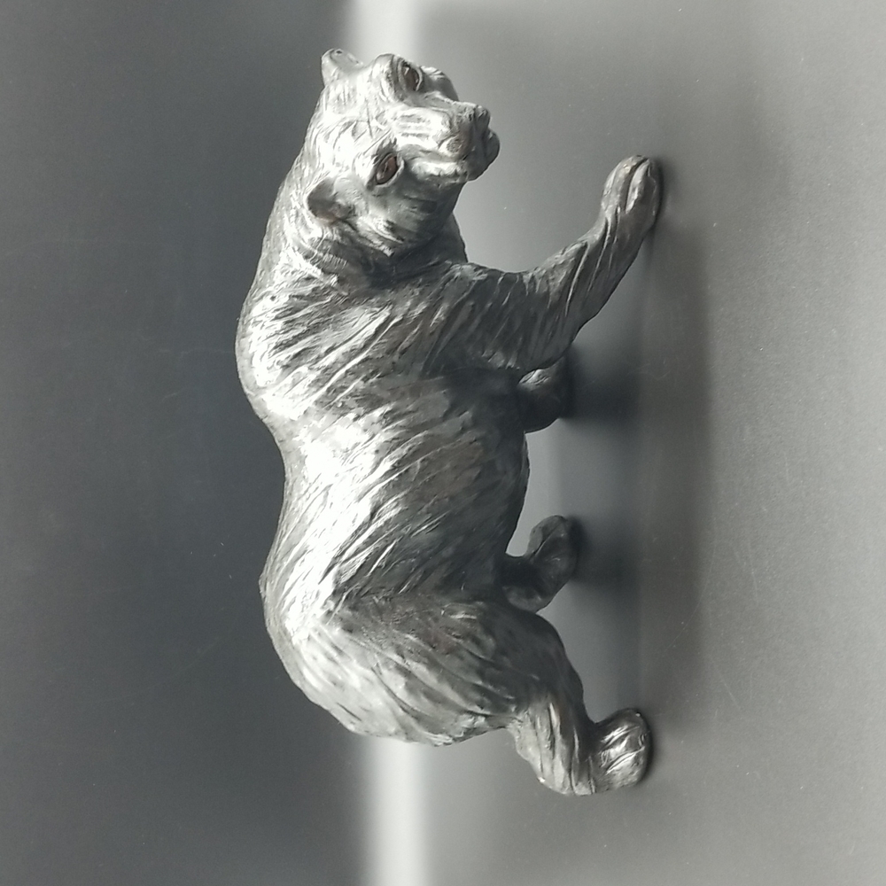Vintage Hand Crafted Black Leather Bear Statue